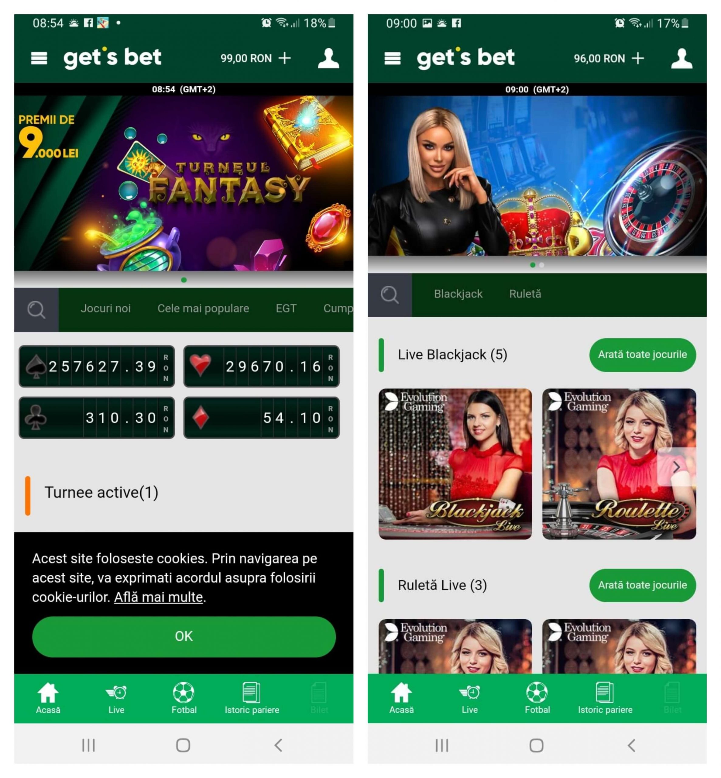 Jocuri și pariuri în aplicația Get’s Bet